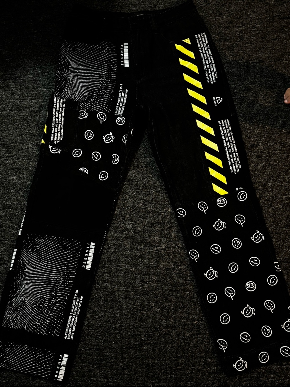 Finesse Black Jeans with Yellow Stripe Accents